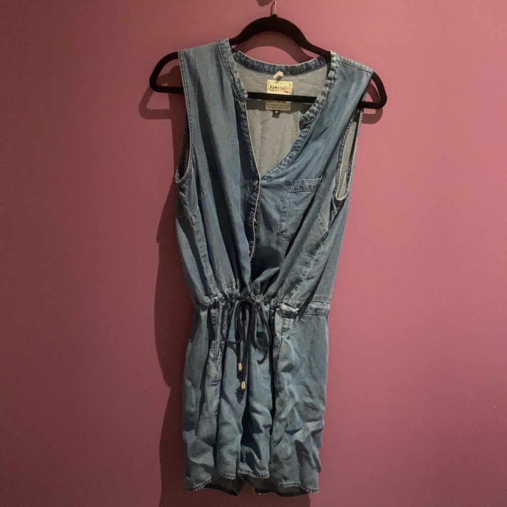 “Denim” Tie-Waist Romper